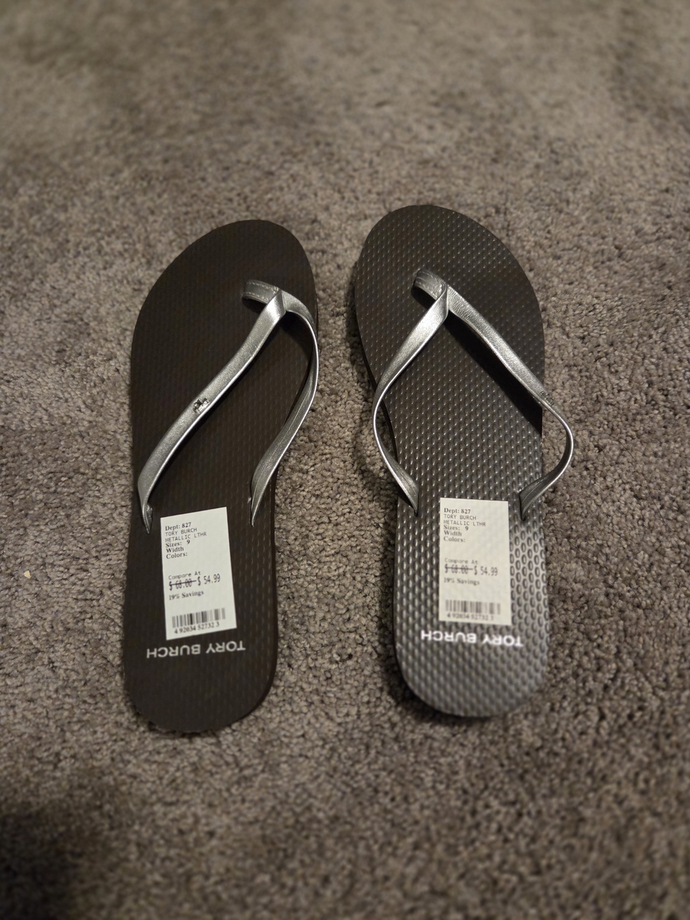 Tory Burch Women's Silver Flip Flop Sandals - Size 9 NWT